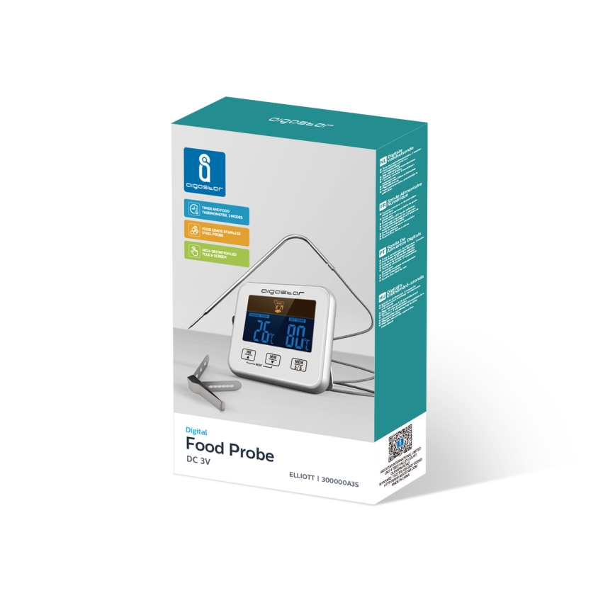 Aigostar - Meat thermometer LCD-näytöllä 0-250 °C 2xAAA