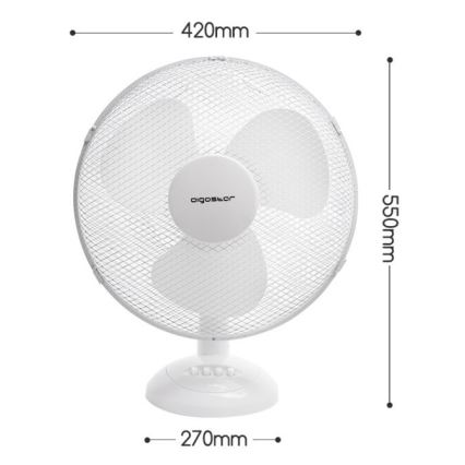 Aigostar - Pöytätuuletin 45W/230V 34 cm valkoinen