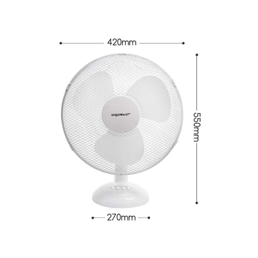 Aigostar - Pöytätuuletin 45W/230V 34 cm valkoinen