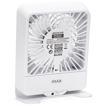 Aigostar - Pöytätuuletin 5W/5V valkoinen