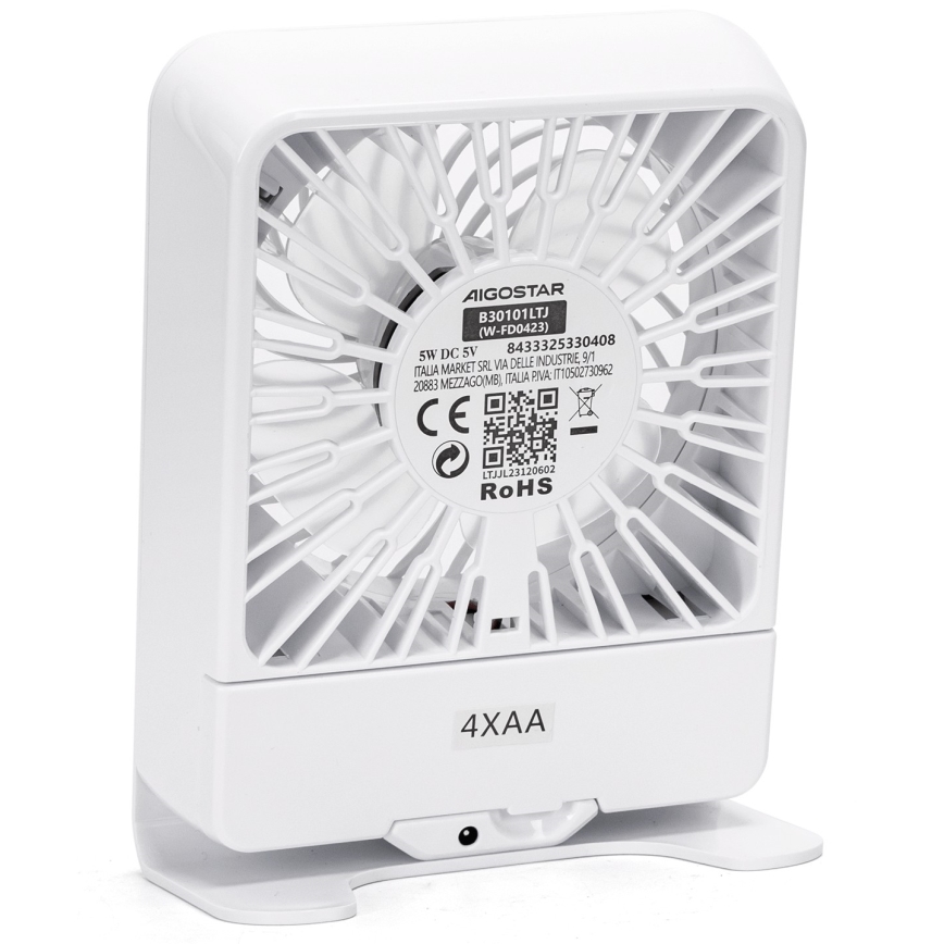 Aigostar - Pöytätuuletin 5W/5V valkoinen