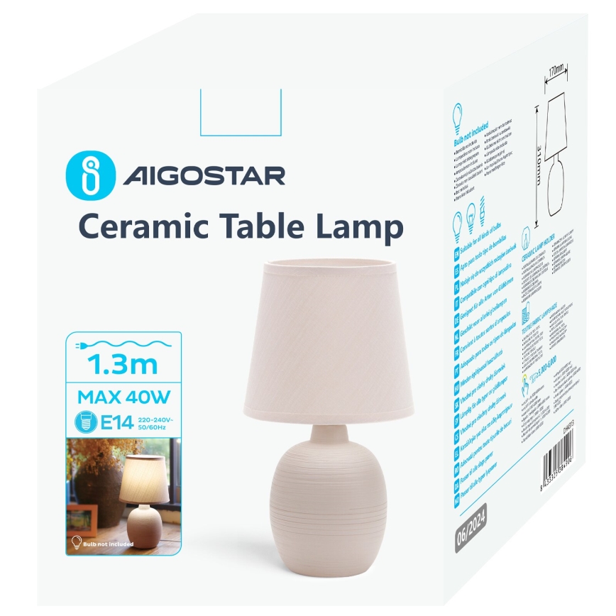 Aigostar - Pöytävalaisin 1xE14/40W/230V beige