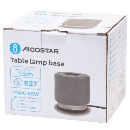 Aigostar - Pöytävalaisin 1xE27/60W/230V harmaa