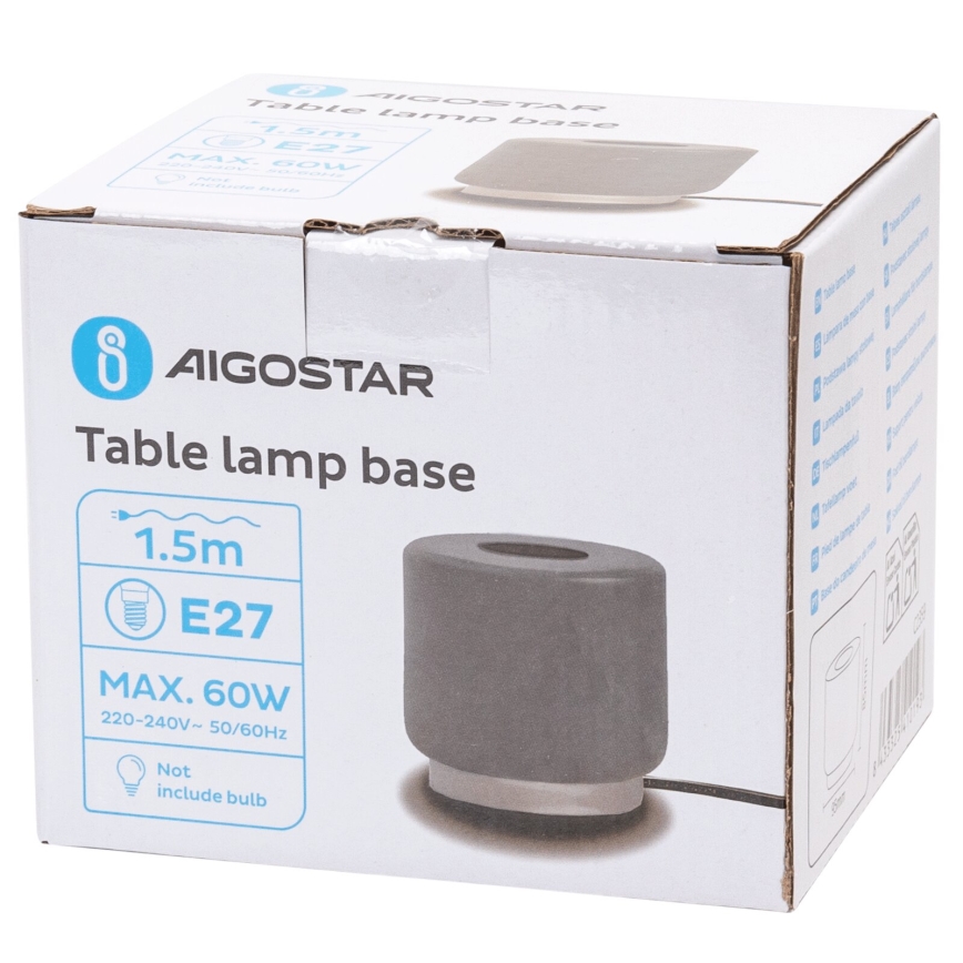 Aigostar - Pöytävalaisin 1xE27/60W/230V harmaa