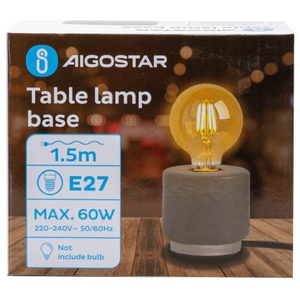 Aigostar - Pöytävalaisin 1xE27/60W/230V harmaa