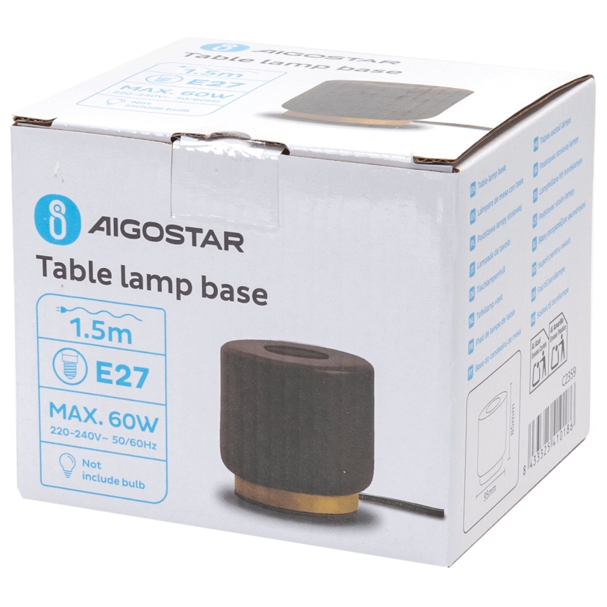 Aigostar - Pöytävalaisin 1xE27/60W/230V musta