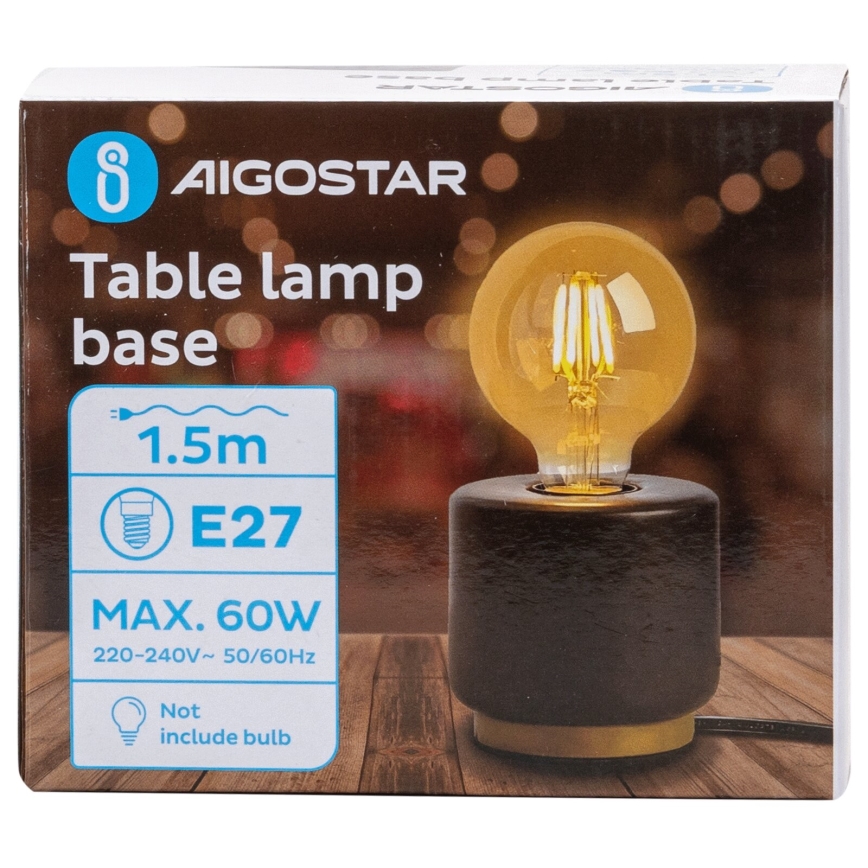 Aigostar - Pöytävalaisin 1xE27/60W/230V musta