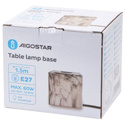 Aigostar - Pöytävalaisin 1xE27/60W/230V valkoinen/harmaa