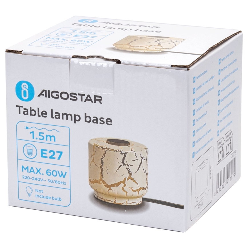 Aigostar - Pöytävalaisin 1xE27/60W/230V valkoinen/kulta