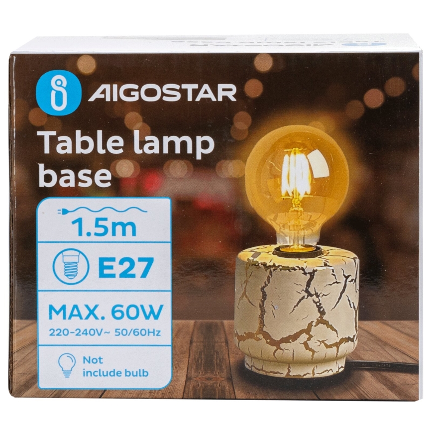 Aigostar - Pöytävalaisin 1xE27/60W/230V valkoinen/kulta