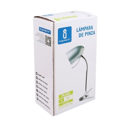 Aigostar -  Pöytävalaisin pidikkeellä 1xE27/11W/230V hopea/kiiltävä kromi
