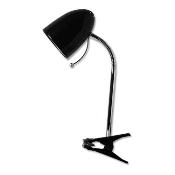 Aigostar -  Pöytävalaisin pidikkeellä 1xE27/11W/230V musta/kiiltävä kromi