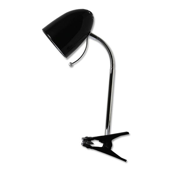 Aigostar -  Pöytävalaisin pidikkeellä 1xE27/11W/230V musta/kiiltävä kromi