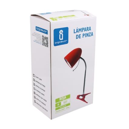 Aigostar - Pöytävalaisin pidikkeellä 1xE27/11W/230V punainen/kiiltävä kromi