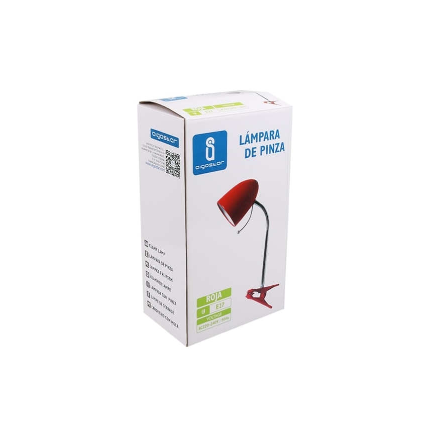 Aigostar - Pöytävalaisin pidikkeellä 1xE27/11W/230V punainen/kiiltävä kromi