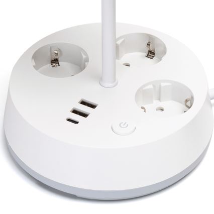 Aigostar - Pöytävalaisin pistorasioilla ja USB-porteilla, 1xE27/60W/230V, valkoinen