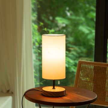 Aigostar - Pöytävalaisin USB-portilla 1xE27/40W/230V beige