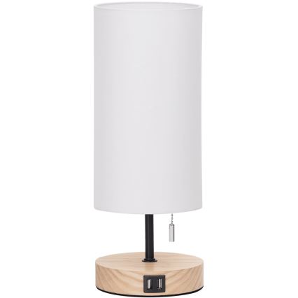 Aigostar - Pöytävalaisin USB-portilla 1xE27/40W/230V beige