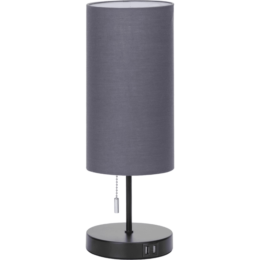 Aigostar - Pöytävalaisin USB-portilla 1xE27/40W/230V musta