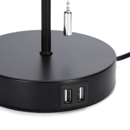 Aigostar - Pöytävalaisin USB-portilla 1xE27/40W/230V musta