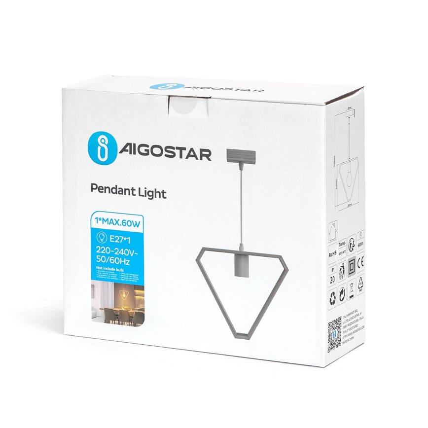 Aigostar - Puinen riippuvalaisin vaijerilla 1xE27/60W/230V mänty