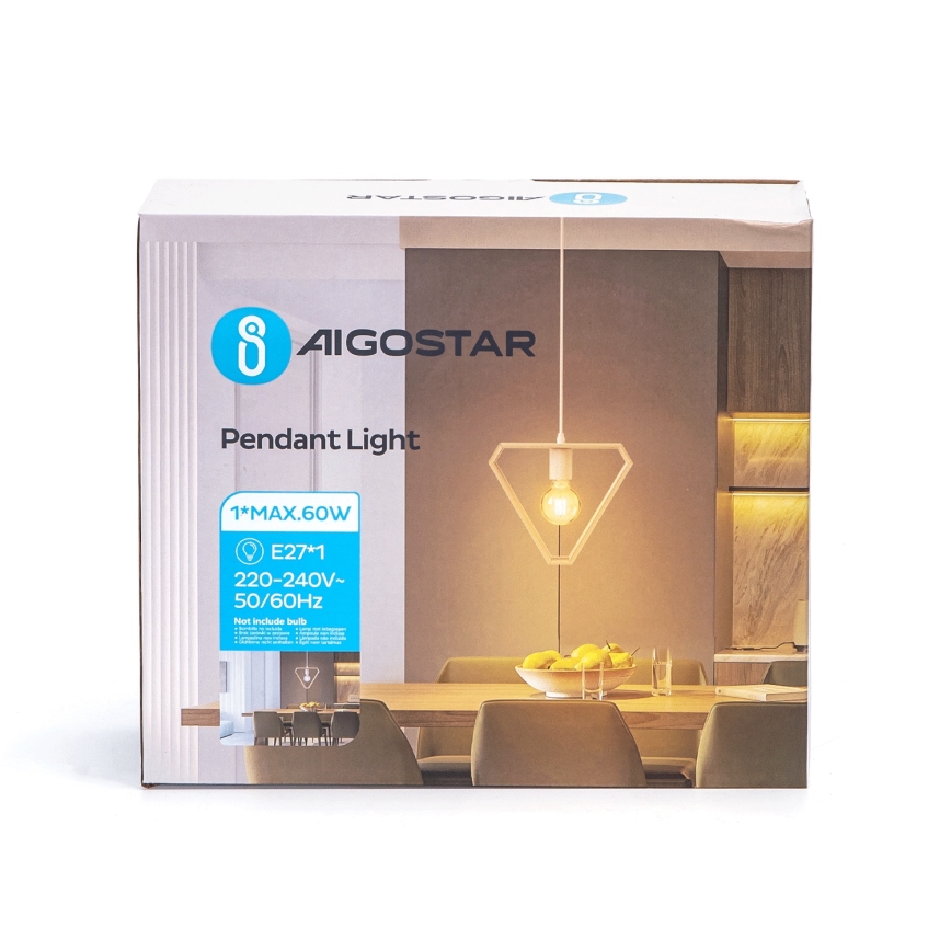Aigostar - Puinen riippuvalaisin vaijerilla 1xE27/60W/230V mänty
