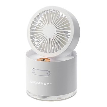 Aigostar - RGB Langaton mini pöytä tuuletin ilmankostuttimella 10W/5V valkoinen