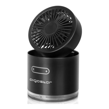 Aigostar - RGB Langaton mini pöytä tuuletin Trimmauskampa koirille ja kissoille MIST 10W/5V musta