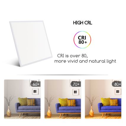 Aigostar - Riippuva LED-kattopaneeli LED/40W/230V 3000K/4000K/6500K 60x60cm valkoinen