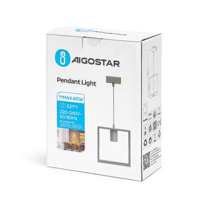 Aigostar - Riippuvalaisin vaijerilla 1xE27/60W/230V beige
