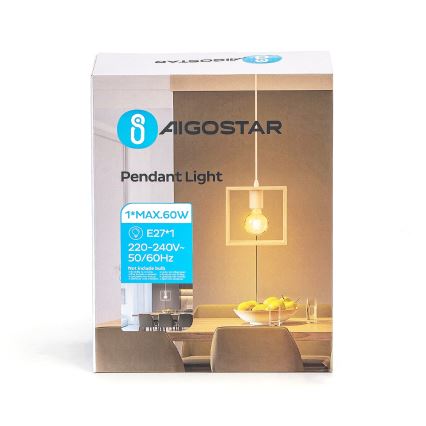Aigostar - Riippuvalaisin vaijerilla 1xE27/60W/230V beige