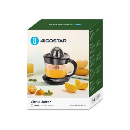 Aigostar - Sähköinen sitruspuristin 1l 40W/230V musta