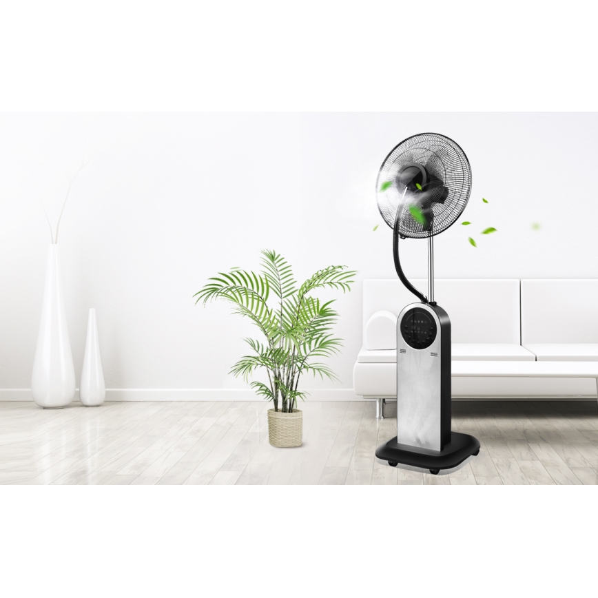 Aigostar - Lattiatuuletin sumutehosteella 95W/230V musta/harmaa + kaukosäädin