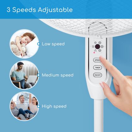 Aigostar - Seisova tuuletin 40W/230V 120 cm valkoinen