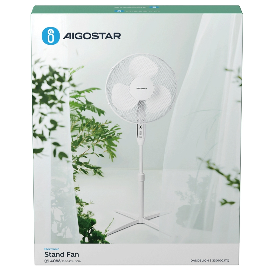 Aigostar - Seisova tuuletin 40W/230V 120 cm valkoinen