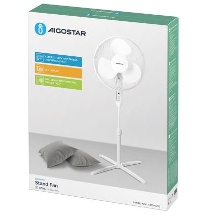 Aigostar - Seisova tuuletin 40W/230V 120 cm valkoinen