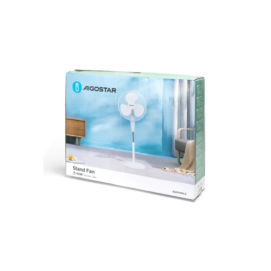 Aigostar - Seisova tuuletin 40W/230V valkoinen