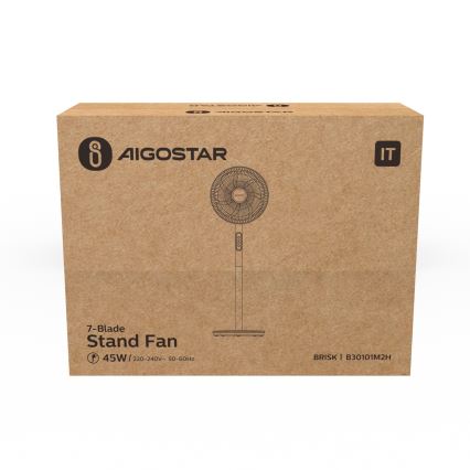 Aigostar - Seisova tuuletin 45W/230V 110 cm valkoinen