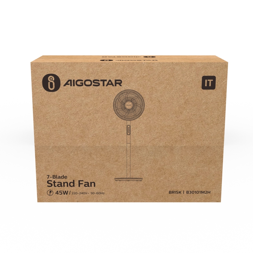 Aigostar - Seisova tuuletin 45W/230V 110 cm valkoinen