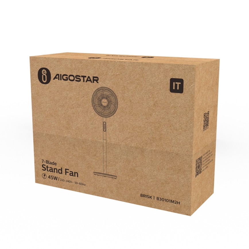 Aigostar - Seisova tuuletin 45W/230V 110 cm valkoinen