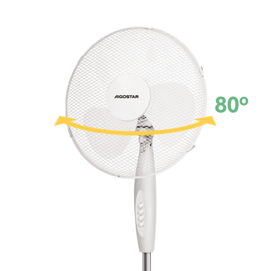 Aigostar - Seisova tuuletin 45W/230V 125 cm valkoinen