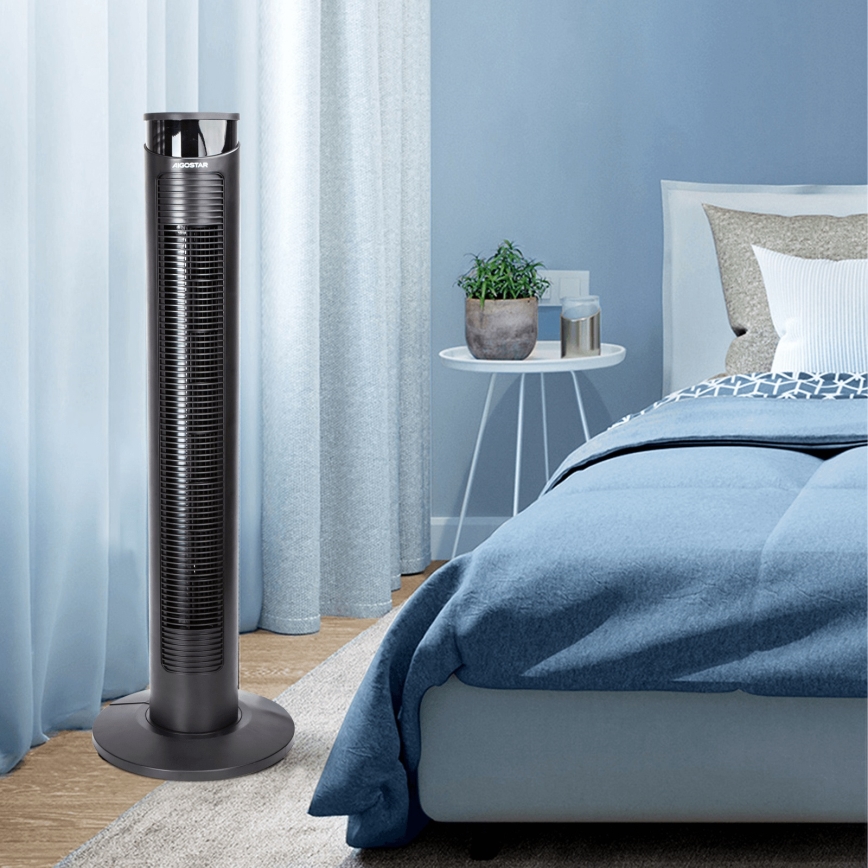 Aigostar - Seisova tuuletin 45W/230V musta + kauko-ohjaus