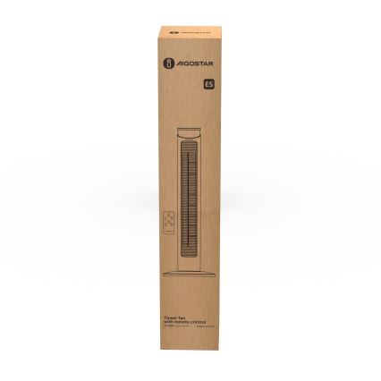 Aigostar - Seisova tuuletin 45W/230V musta + kauko-ohjaus