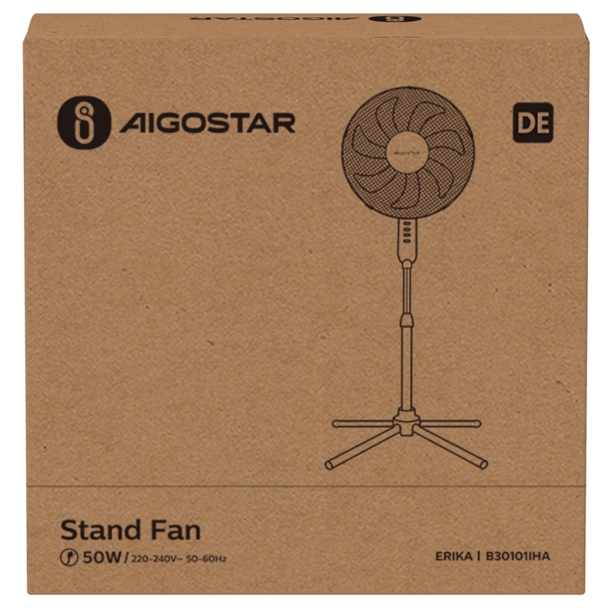 Aigostar - Seisova tuuletin 50W/230V 120 cm valkoinen