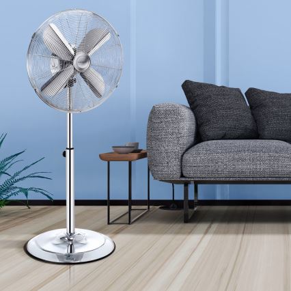 Aigostar - Seisova tuuletin 50W/230V 44,8 cm kiiltävä kromi