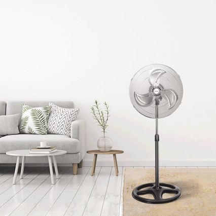 Aigostar - Seisova tuuletin 50W/230V kiiltävä kromi/musta