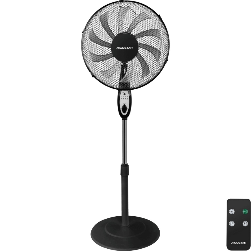 Aigostar - Seisova tuuletin 60W/230V musta + kauko-ohjaus