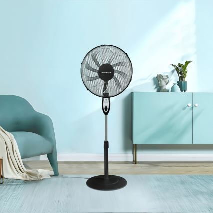 Aigostar - Seisova tuuletin 60W/230V musta + kauko-ohjaus