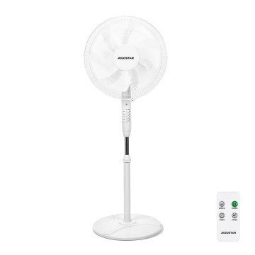 Aigostar - Seisova tuuletin 60W/230V valkoinen + kauko-ohjaus