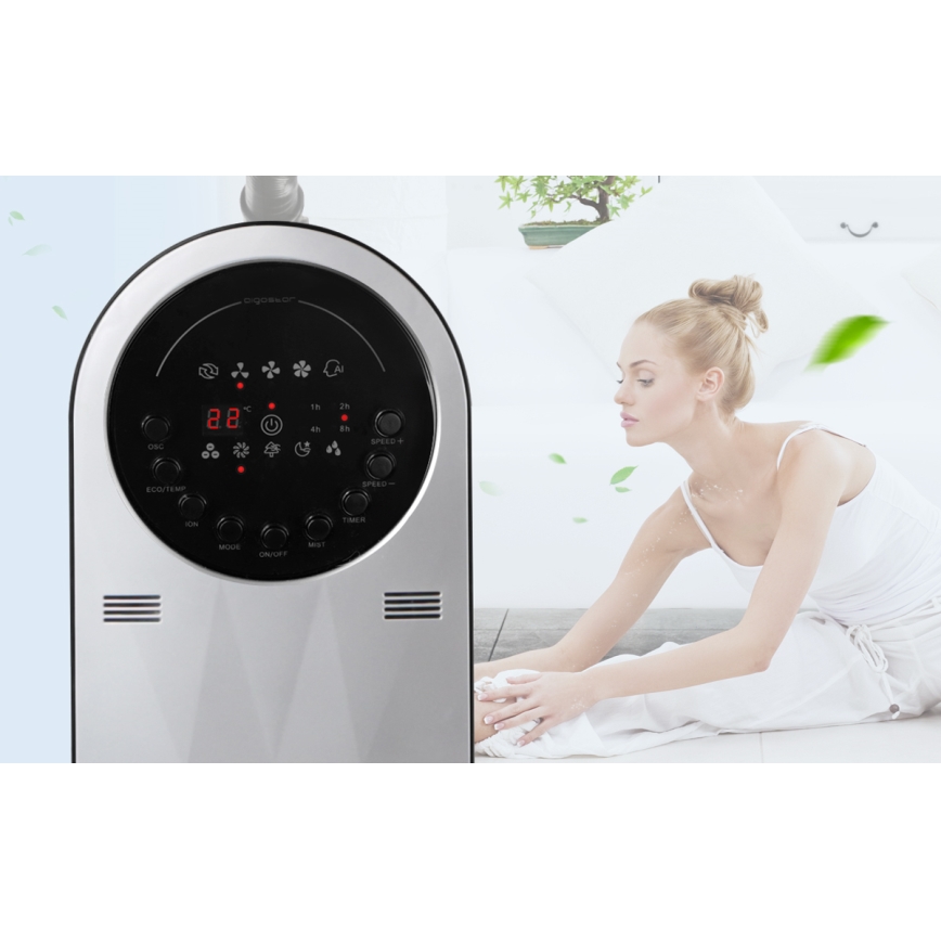 Aigostar - Seisova tuuletin Trimmauskampa koirille ja kissoille 95W/230V musta/harmaa + kauko-ohjaus